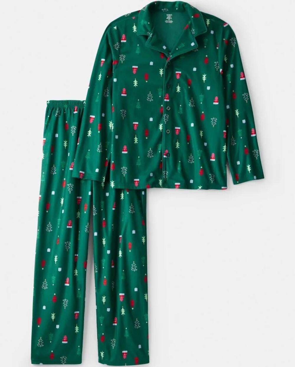 NEW! Carter’s Adult Christmas Tree Print Pajama 2PC Set XS Green